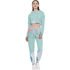 Plants Leaves Border Frame Cropped Zip Up Lounge Set by Grandong