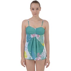 Plant Leaves Border Frame Babydoll Tankini Set by Grandong