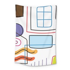 Sketch Line Art Doodles Design Small Tapestry by Grandong
