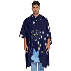 Abstract Eart Cover Blue Gift Men s Hooded Rain Ponchos