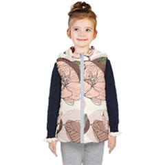 Abstract Flower Leaves Pattern Kids  Hooded Puffer Vest by Grandong