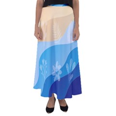 Flower Branch Corolla Wreath Lease Art Flared Maxi Skirt