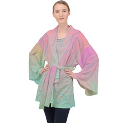 Lines Shapes Stripes Corolla Long Sleeve Velvet Kimono  by Grandong