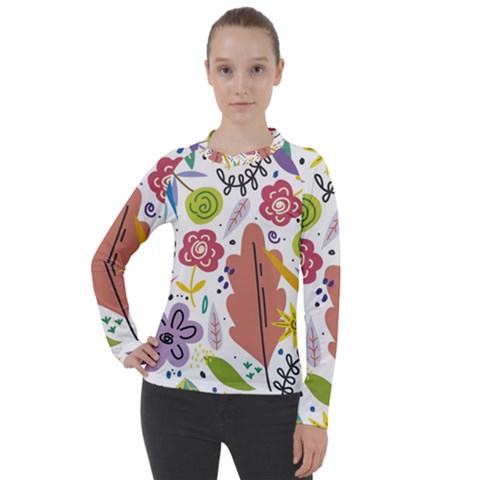 Flowers Spring Background Wallpaper Women s Pique Long Sleeve T-shirt by Grandong