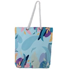 Leaves Nature Background Plants Full Print Rope Handle Tote (large)