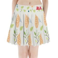 Leaves Plants Background Branches Pleated Mini Skirt by Grandong