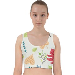 Leaves Plants Background Branches Velvet Racer Back Crop Top by Grandong