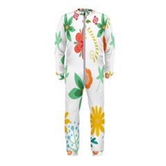 Flowers Leaves Background Floral Onepiece Jumpsuit (kids) by Grandong