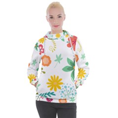 Flowers Leaves Background Floral Women s Hooded Pullover by Grandong