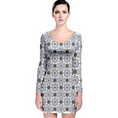 Flower Branch Corolla Wreath Lease Pattern Long Sleeve Velvet Bodycon Dress by Grandong