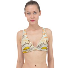 Leaves Flowers Background Pattern Classic Banded Bikini Top by Grandong