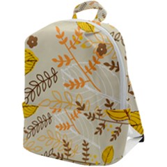 Leaves Flowers Background Pattern Zip Up Backpack by Grandong