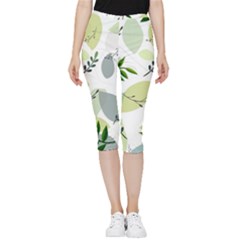 Leaves Foliage Pattern Abstract Inside Out Lightweight Velour Capri Leggings  by Grandong
