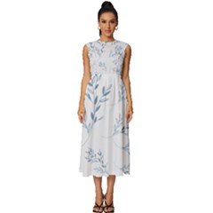 Flowers Floral Design Pattern Sleeveless Round Neck Midi Dress by Grandong