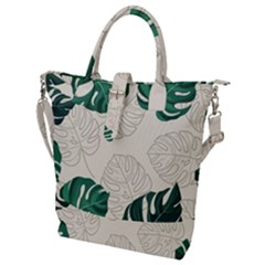 Leaves Monstera Background Buckle Top Tote Bag by Grandong