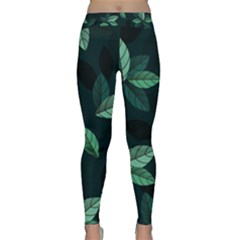 Leaves Foliage Plants Pattern Classic Yoga Leggings by Grandong