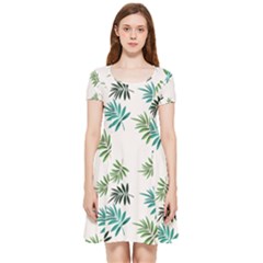 Leaves Plants Design Inside Out Cap Sleeve Dress