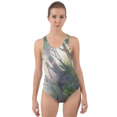 Peafowl Peacock Bird Birds Painting Art Wildlife Cut-out Back One Piece Swimsuit