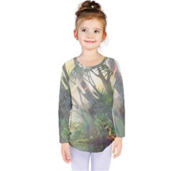 Peafowl Peacock Bird Birds Painting Art Wildlife Kids  Long Sleeve T-shirt