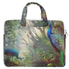 Peafowl Peacock Bird Birds Painting Art Wildlife Macbook Pro 16  Double Pocket Laptop Bag  by Sarkoni