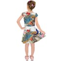 Birds Peacock Artistic Colorful Flower Painting Kids  Short Sleeve Dress View2