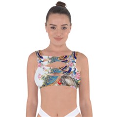 Birds Peacock Artistic Colorful Flower Painting Bandaged Up Bikini Top by Sarkoni