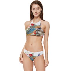 Birds Peacock Artistic Colorful Flower Painting Banded Triangle Bikini Set by Sarkoni