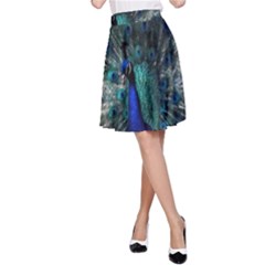 Blue And Green Peacock A-Line Skirt