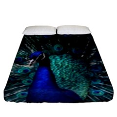 Blue And Green Peacock Fitted Sheet (King Size)