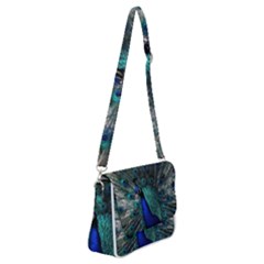 Blue And Green Peacock Shoulder Bag with Back Zipper