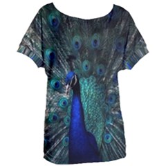 Blue And Green Peacock Women s Oversized T-shirt by Sarkoni