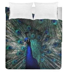 Blue And Green Peacock Duvet Cover Double Side (Queen Size)