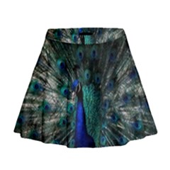 Blue And Green Peacock Mini Flare Skirt
