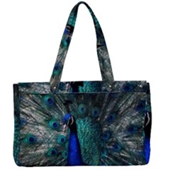 Blue And Green Peacock Canvas Work Bag