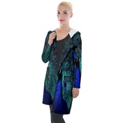 Blue And Green Peacock Hooded Pocket Cardigan