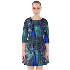 Blue And Green Peacock Smock Dress