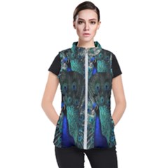 Blue And Green Peacock Women s Puffer Vest