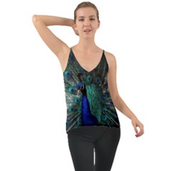 Blue And Green Peacock Chiffon Cami