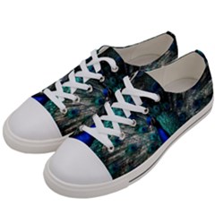 Blue And Green Peacock Men s Low Top Canvas Sneakers
