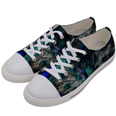 Blue And Green Peacock Women s Low Top Canvas Sneakers by Sarkoni