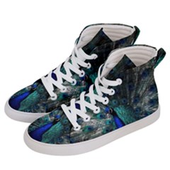 Blue And Green Peacock Men s Hi-Top Skate Sneakers