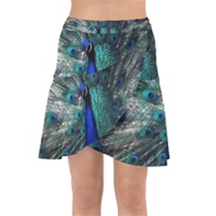 Blue And Green Peacock Wrap Front Skirt