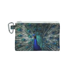 Blue And Green Peacock Canvas Cosmetic Bag (Small)