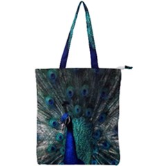 Blue And Green Peacock Double Zip Up Tote Bag