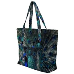 Blue And Green Peacock Zip Up Canvas Bag