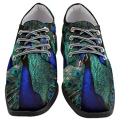 Blue And Green Peacock Women Heeled Oxford Shoes