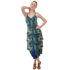 Blue And Green Peacock Layered Bottom Dress