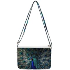 Blue And Green Peacock Double Gusset Crossbody Bag