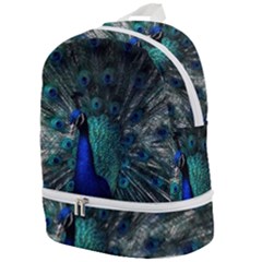 Blue And Green Peacock Zip Bottom Backpack
