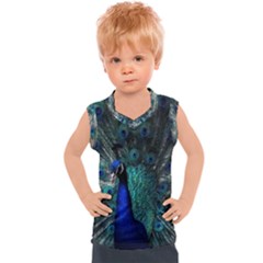 Blue And Green Peacock Kids  Sport Tank Top